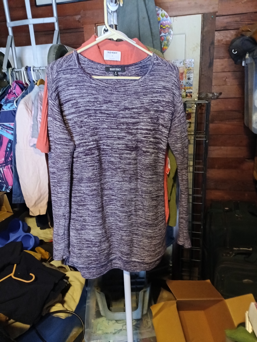 Ellen Tracy Women's Purple Marled Long-Sleeve Top